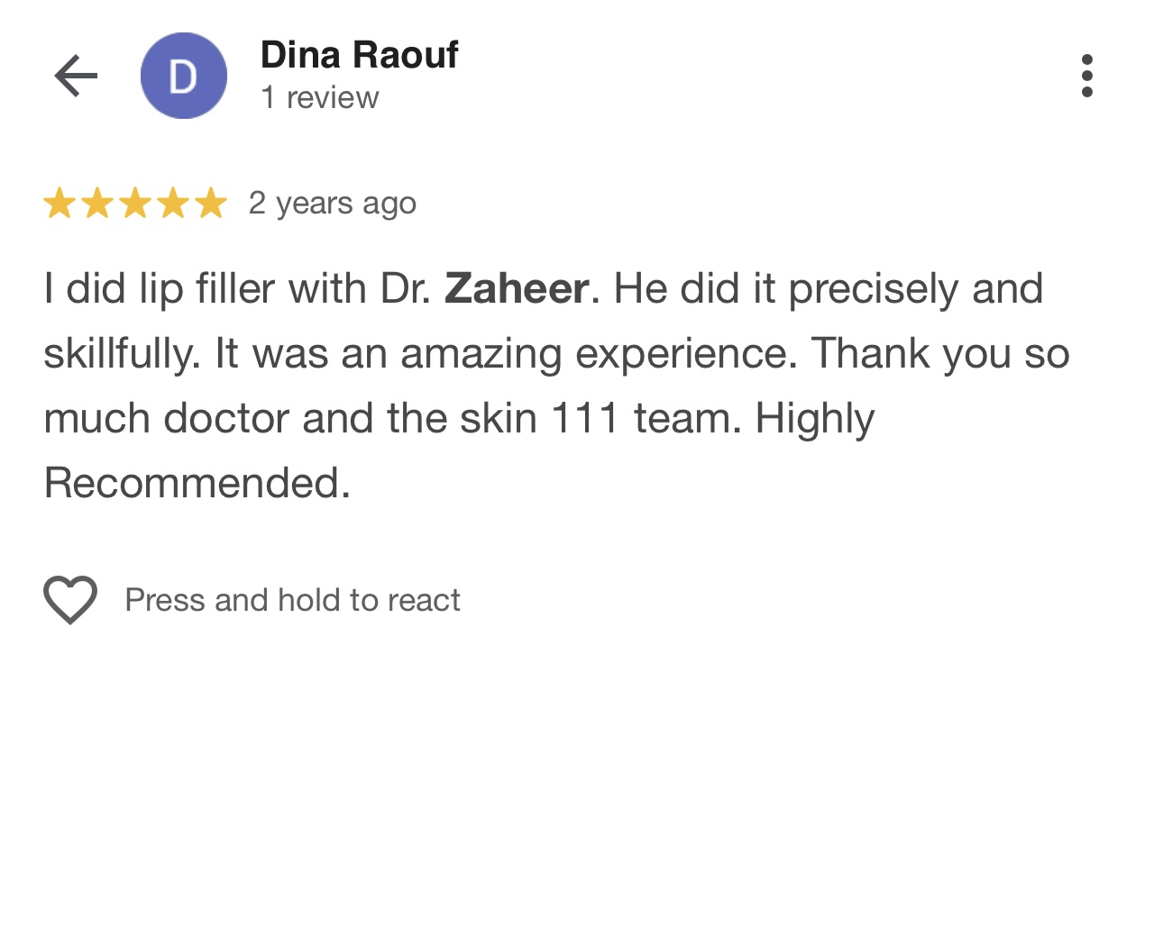 Patient review screenshot by Dina Raouf