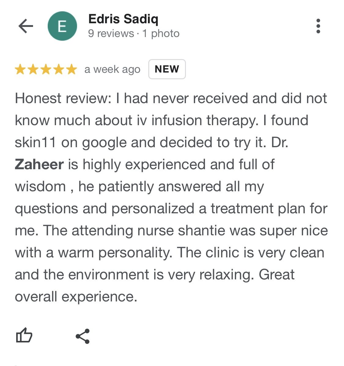 Patient review screenshot by Edris Sadiq