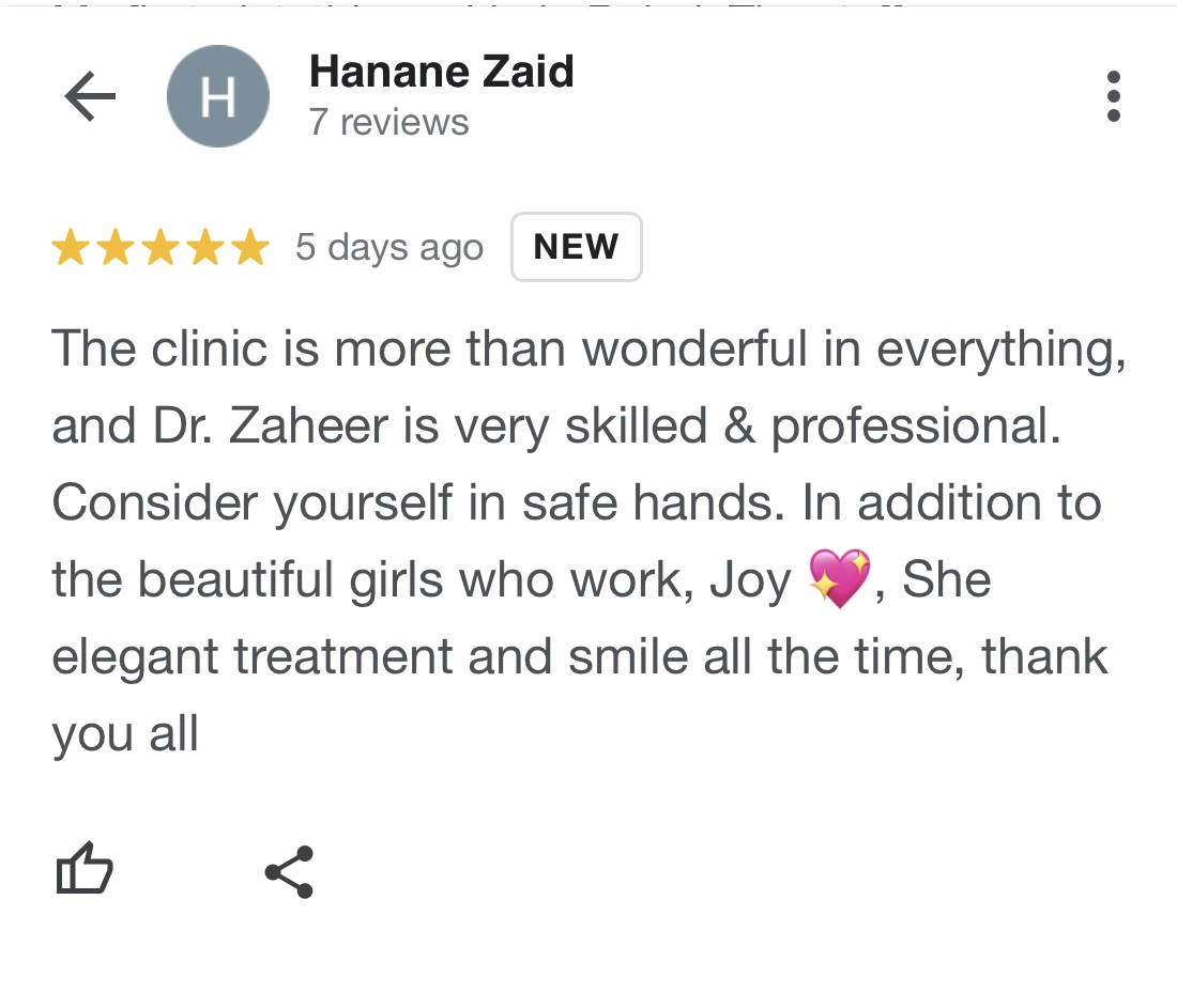 Patient review screenshot by Hanane Zaid