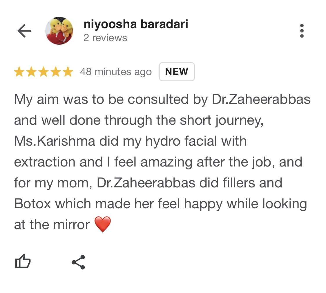 Patient review screenshot by niyoosha baradari