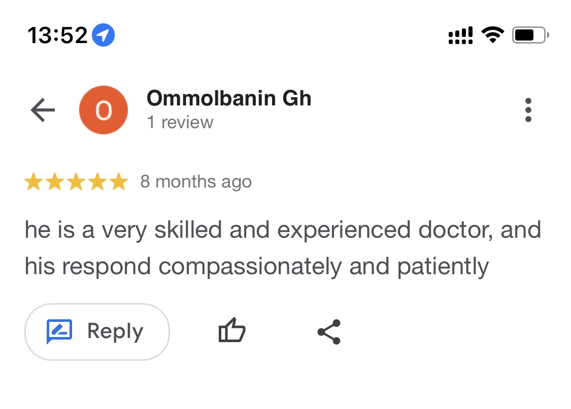 Patient review screenshot by Ommolbanin Gh