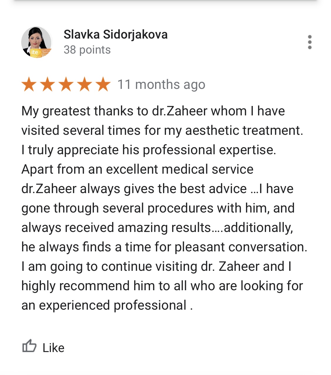 Patient review screenshot by Slavka Sidorjakova